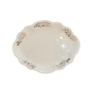 Homer Laughlin  Hudson Oval Scallop 8 In Floral Dish W/ Gold Trim Gallery Wall